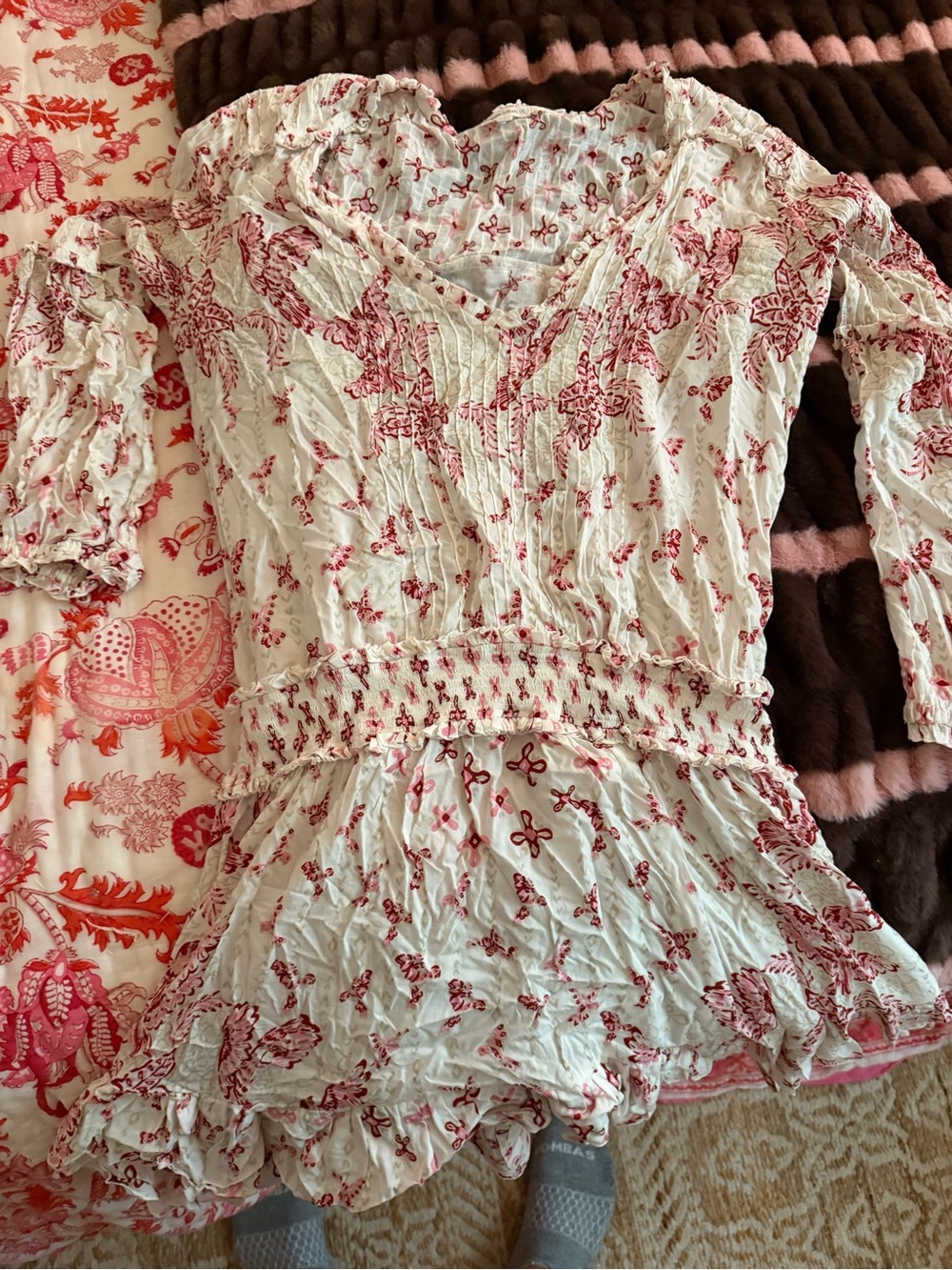 Poupette St. Barth White Dress with Red Floral Print